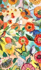 Birds and Butterflies, Jennifer Lommers, Art Print Poster 14″ x 11″ 4741