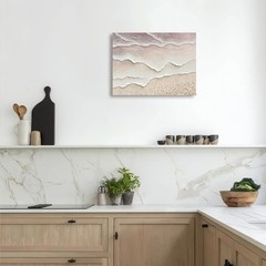 Neutral Pink Wave Texture 3D Effect Canvas, Minimal Warm Kitchen Wall Art