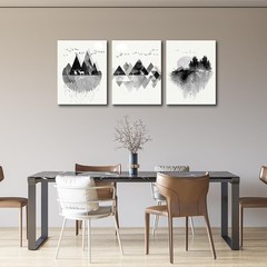3 Piece Black and White Geometric Wall Art for Living Room Decoration