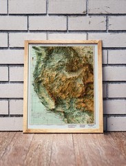 Western USA Map, Western USA 2D Relief Map – 2D Flat Print