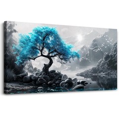 Large Canvas Wall Decor Painting Wall Art For Living Room Decor Blue Tree Bla…