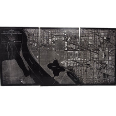 Rare Vintage DC The Mall Metal Triptych 48×24 Collector Wall Art Map Decor
