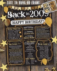17th Birthday Decorations 2009 Back in 2009 Poster 11×14 Unframed Party Gift