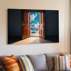 Wide-open Door Stands Prominently In The Wall Art Canvas Print Canvas Wall Art
