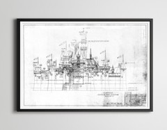 1955 Blueprint of the Disneyland Castle POSTER! (up to 24 x 36) – Vintage – Art