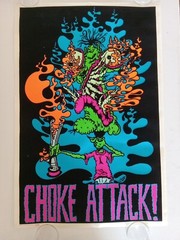 Original Vintage Choke Attack Blacklight Poster Psychedelic Art Stoner