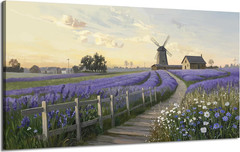 Rustic Lavender Landscape Canvas Art for Living Room 48×24 In