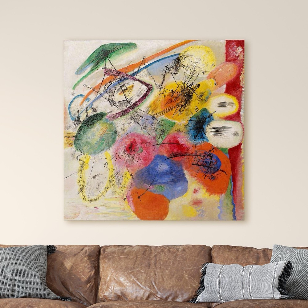 Black Lines by Kandinsky Abstract Paintings Square Canvas Wall Art Print