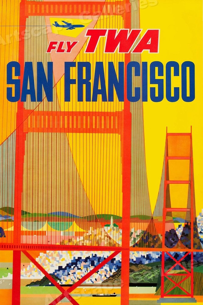 1950’s San Francisco TWA Vintage Style Travel Poster – 24×36