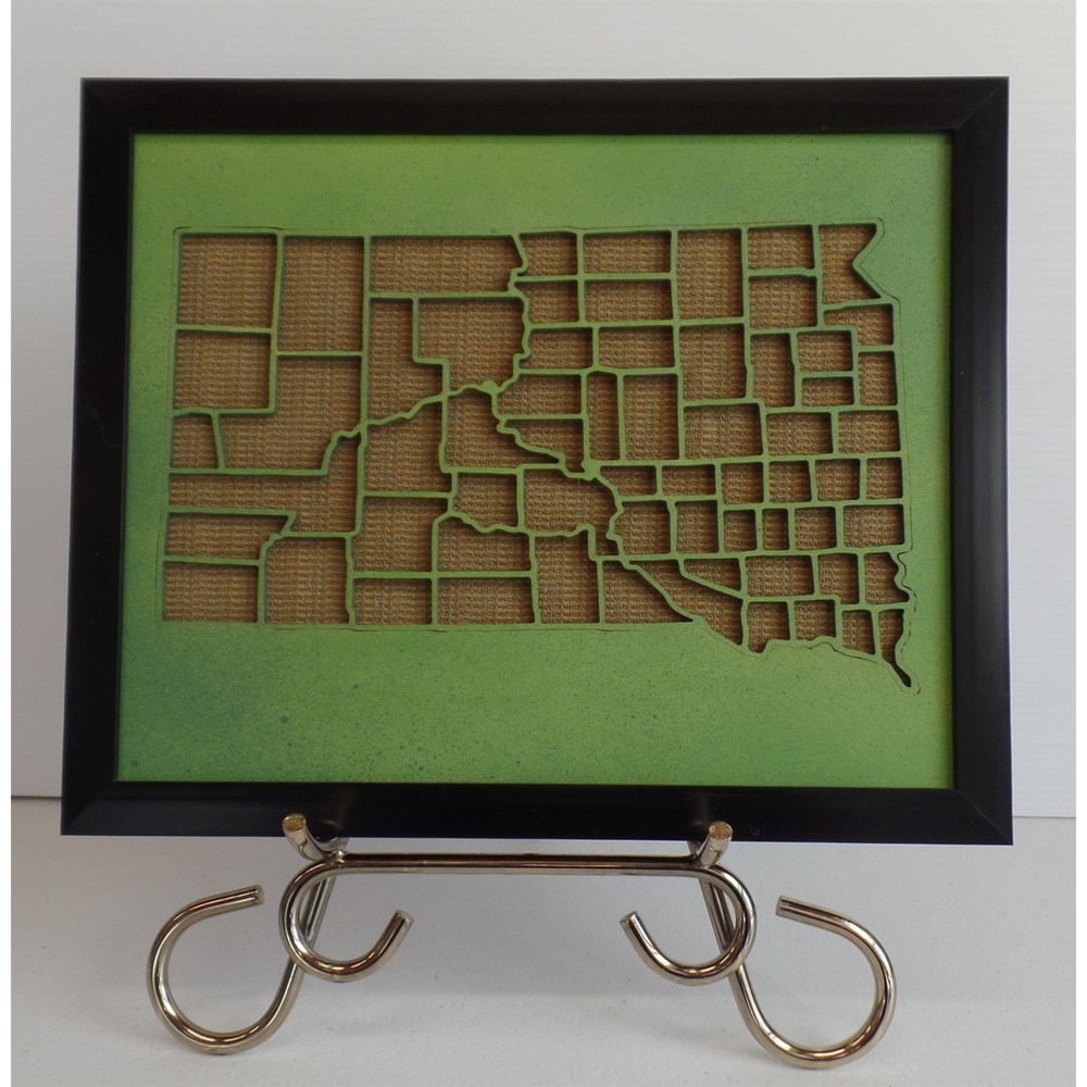 South Dakota State Map Wood Laser Cut Wall Art Decor Picture Plastic Frame USA