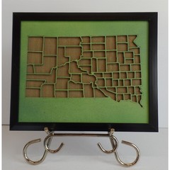 South Dakota State Map Wood Laser Cut Wall Art Decor Picture Plastic Frame USA