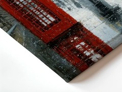 Wall Art London Rainy Street Big Clock Red Telephone Booth Canvas Print Decor