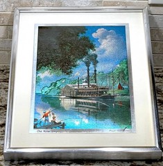 Foil Etching Metallic Print OLD RIVER DAYS Artist Paul Detlefsen Framed