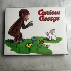 Curious George Monkey Rabbit Canvas Wall Art Picture Print Kids 14×11