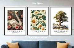 Denmark National Symbols, Set of 3 Poster Prints, Wall Art Home Décor, Unframed