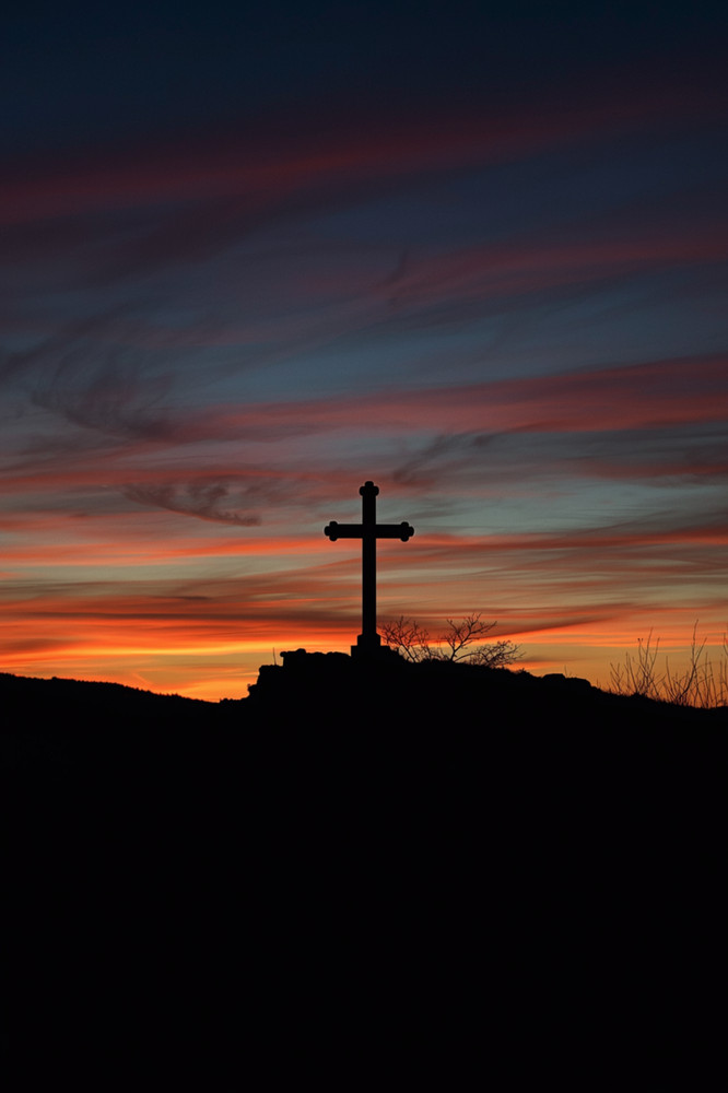 Christian Cross Sunset Silhouette Hill 4×6 Photo Print Religious Wall Art Decor