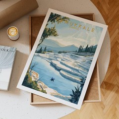 Pamukkale Türkiye Travel Poster Featuring Natural Thermal Terraces