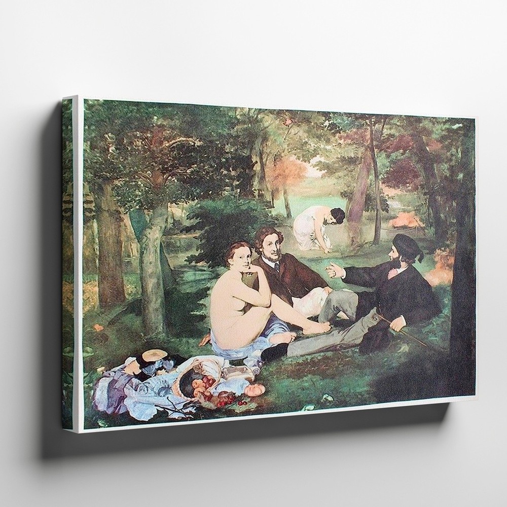 Impressionist Canvas Wall Art Picnic Scene People Relaxing in Park Landscape