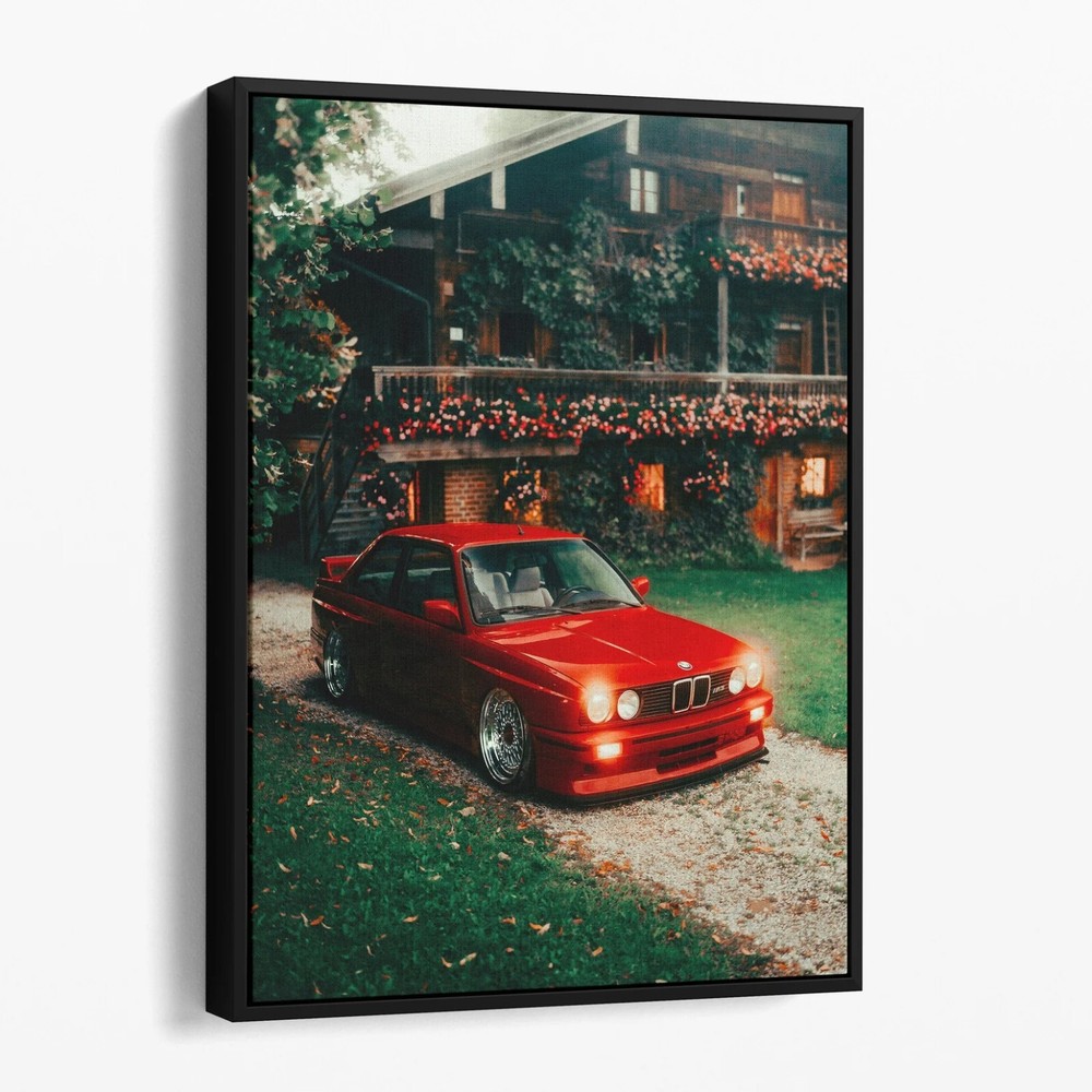 Vintage Red BMW Sports Cars Canvas Wall Art Print