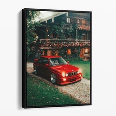 Vintage Red BMW Sports Cars Canvas Wall Art Print