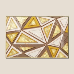 Gold Geometric Wall Art Print 12″x18″ UNFRAMED, Modern Living Room Decor Artwork