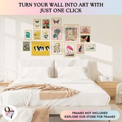 97 Decor LARGE11x14 Eclectic Wall Art Prints – Large Maximalist Wall Decor, C…