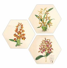 Set of 3 Hexagon Flower MDF Board UV Textured Painting 17 Inch X 17 Inch