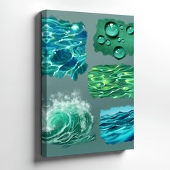 Wall Art Teal Ocean Water Wave Abstract Painting Print Coastal Decor Poster