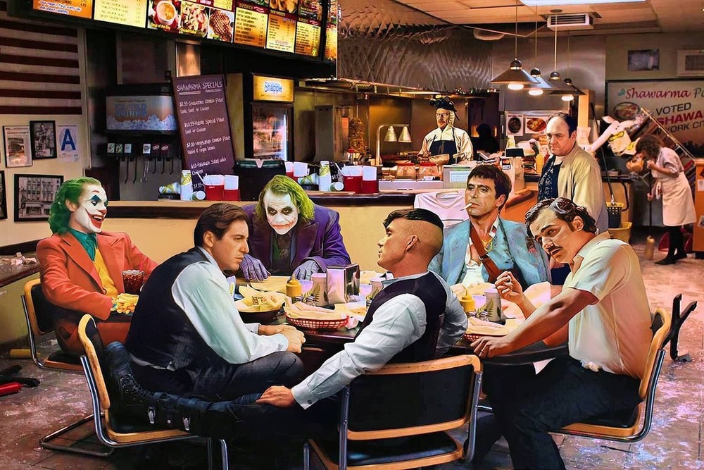 Gangster Poker Poster Joker Michael Corleone Tony Soprano Scarface Art Noframe