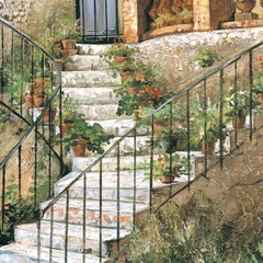 24W»x32H» COURTYARD IN PROVENCE by ROGER DUVALL – STAIRWAY CHOICES of CANVAS