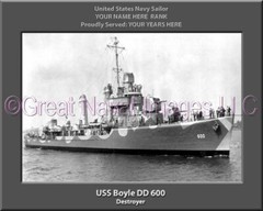 USS Boyle DD 600 Personalized Canvas Ship Photo Print Navy Veteran Gift