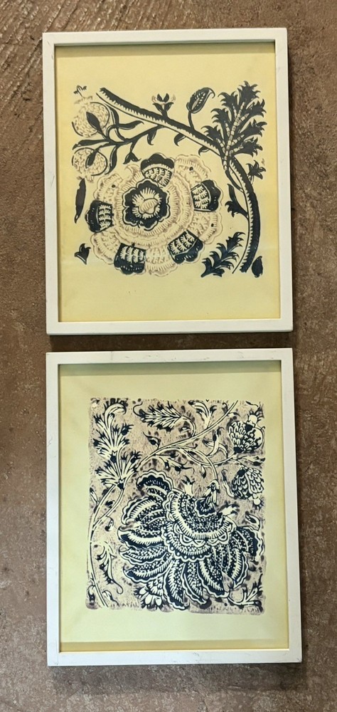 Set Of 2 Pottery Barn Framed Floral Foliage Art Prints Wall Decor 8.5×10.5