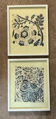 Set Of 2 Pottery Barn Framed Floral Foliage Art Prints Wall Decor 8.5×10.5