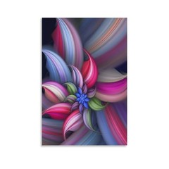 Art Poster Overlapping Flowers Unframed Inside Canvas Wallart 12×18 Inch 1-Piece