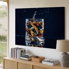 Crystal-clear Glass Tumbler Overflows With Amber Whiskey, Its Surface Wall Art