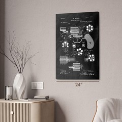 Revolver Handgun Patent Wall Art: 38 Special, Gun Blueprint, Police Station Art