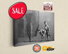 Banksy Lady Shower Peeping Boys Street Art Canvas Print – Ready to Hang Decor