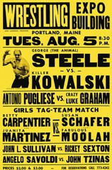 George The Animal Steele vs Killer Kowalski 1970’s Wrestling Promotional Poster