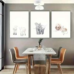 3pcs Artwork Of Cute Animals Art Dormitory Metal Print Ready to Hang Art