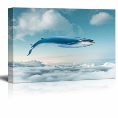 wall26 – Canvas Wall Art – Whale Flying Above the Clouds – 24×36 inches
