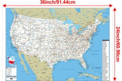 United States Map US USA Road Poster Wall Print Mural For Education Classroom