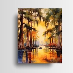 16×20 Golden Bayou Country Canvas Print Wall Art