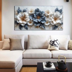 Blue and White Flower Pictures for Living Room Teen Bedroom Decor for Girls W…
