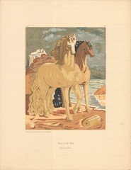GIORGIO DE CHIRICO Horses on the Shore 26″ x 20″ Serigraph 1965 Surrealism Brown