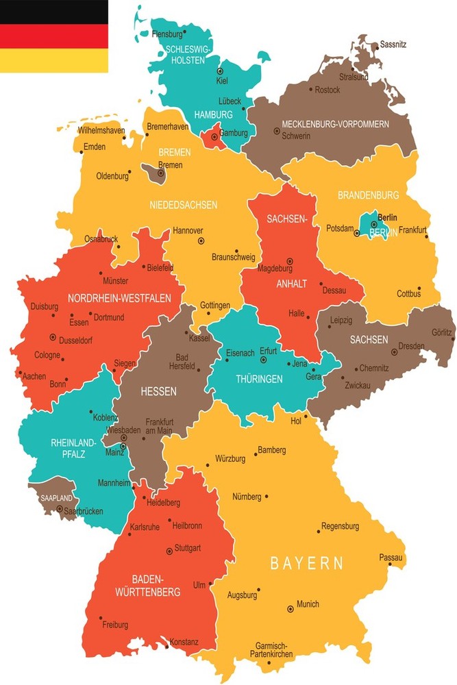 Geographical Map of Germany Cool Wall Decor Art Print Poster 12×18