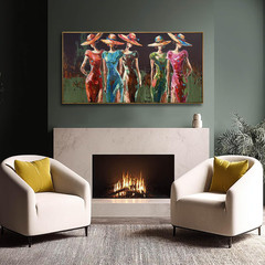 Women Wall Art Colorful Wall Decor Green Pink Poster Modern Artwork Paintings Fi