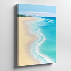 Coastal Beach Ocean Waves Canvas Wall Art Modern Seascape Coastal Decor Print