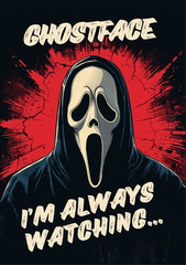 Scream Ghostface Horror Collage Comic Style Poster