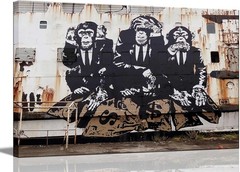 3 Wise Monkeys Graffiti Banksy Canvas Wall Art 12×16
