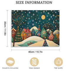 Americana Folk Art Wall Decor Framed 14X12 Canvas Wall Print Winter Holiday